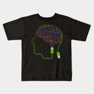 Electronic Circuit, AI Human Brain Kids T-Shirt